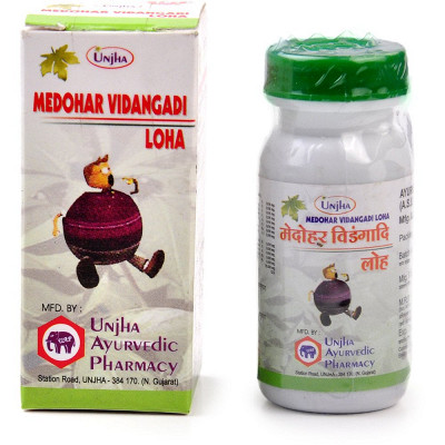 Купить Медохар Видангади Лаух таблетки для похудения, Unjha Medohar Vidangadi Loha 40 таб