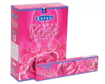 Купить Ароматические палочки, натуральные благовония, Роза, Сатья, Fresh Rose Incense, Satya, 20 г
