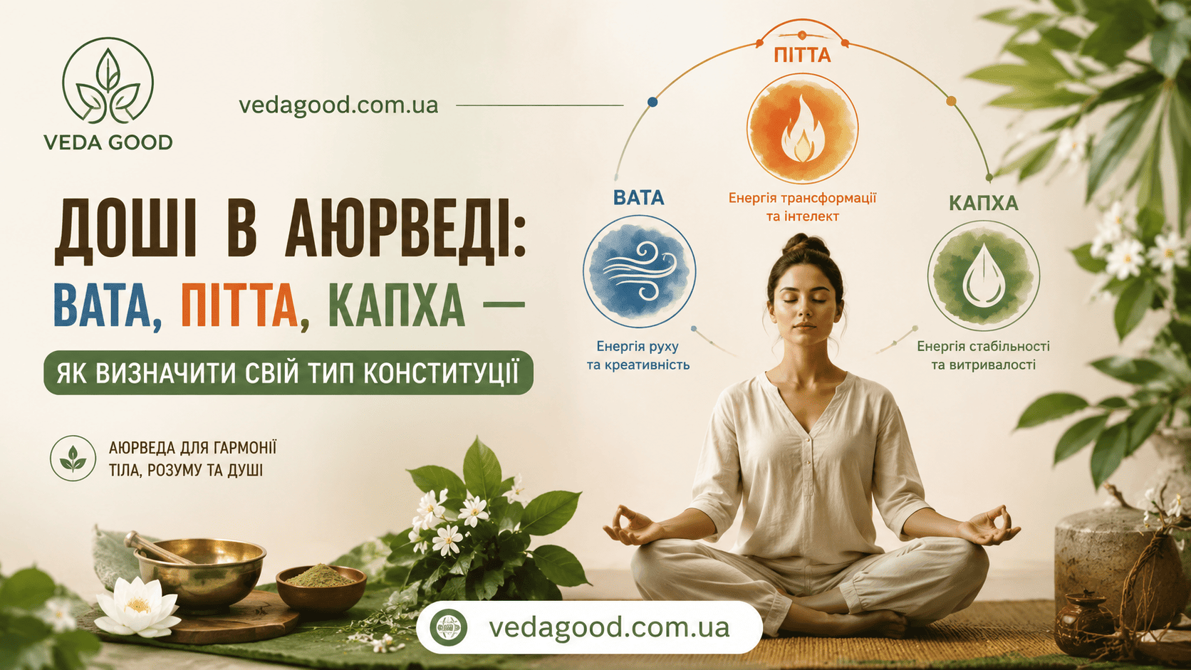 Доші в аюрведі: Вата, Пітта, Капха — як визначити свій тип конституції