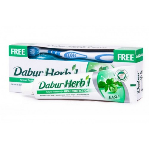 Купити Зубна паста Дабур БАЗИЛИК, Dabur Herb'l Basil, 150 г. + зубна щітка